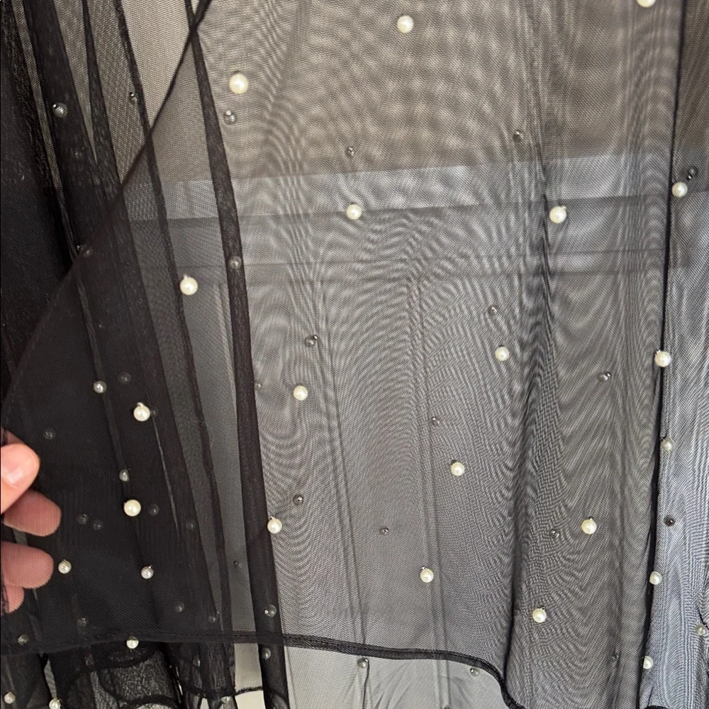 Karl Lagerfeld Black Sheer Beaded Wrap - Picture 4 of 6